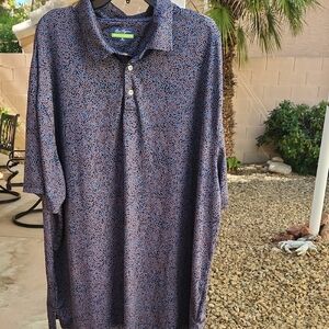 Ben Hogan Performance Mens 3XL Brown And Blue Leaf Polo Golf Shirt